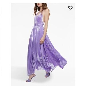 Alice + Olivia Arista Sleeveless Halter Pleated Maxi Dress 10
